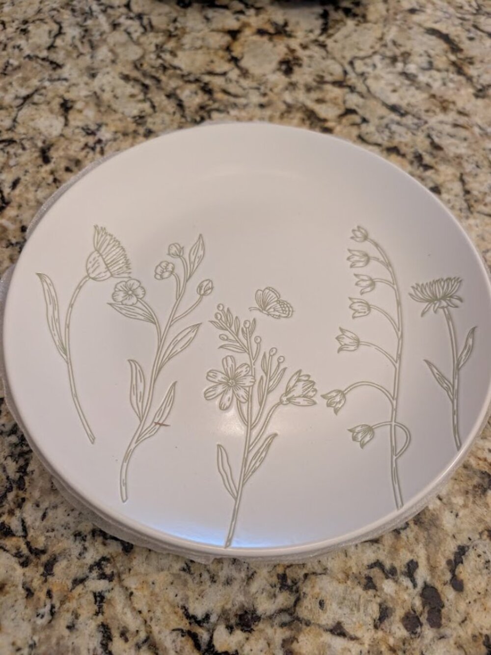 Hobby Lobby Green Floral Dinner Plates NIB set of 4
